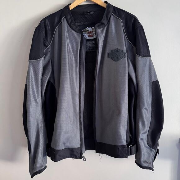 Harley-Davidson Men's Motorcycle Jacket Gray Black Mesh Riding Full Zip Large - Picture 1 of 10